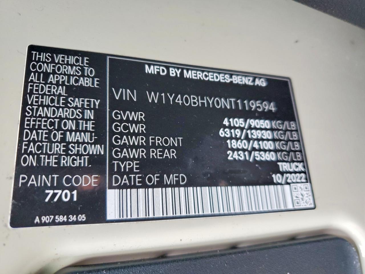 2022 Mercedes-Benz Sprinter 2500 Delivery Van
