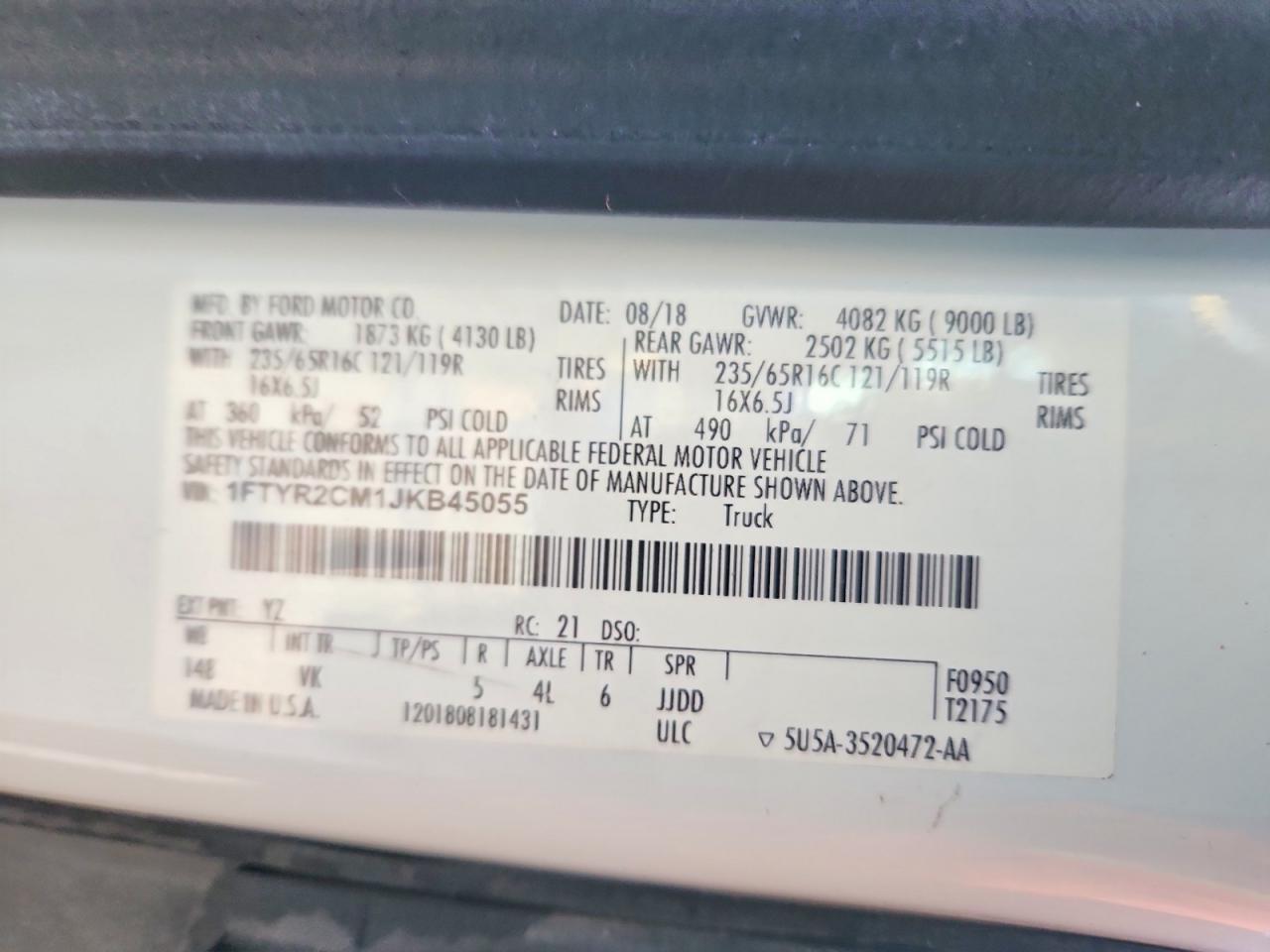 2018 Ford Transit 250 Delivery Van