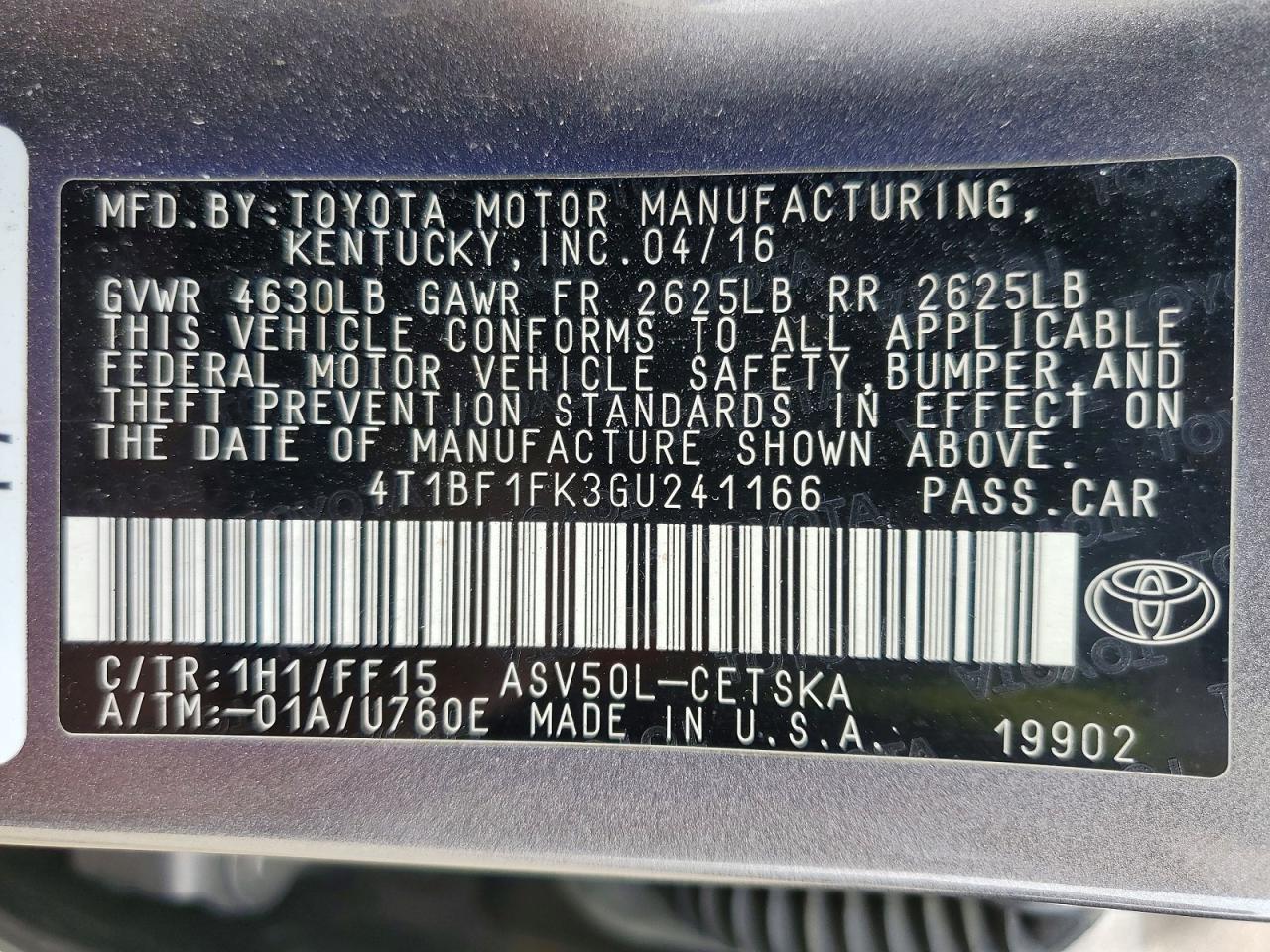 2016 Toyota Camry le