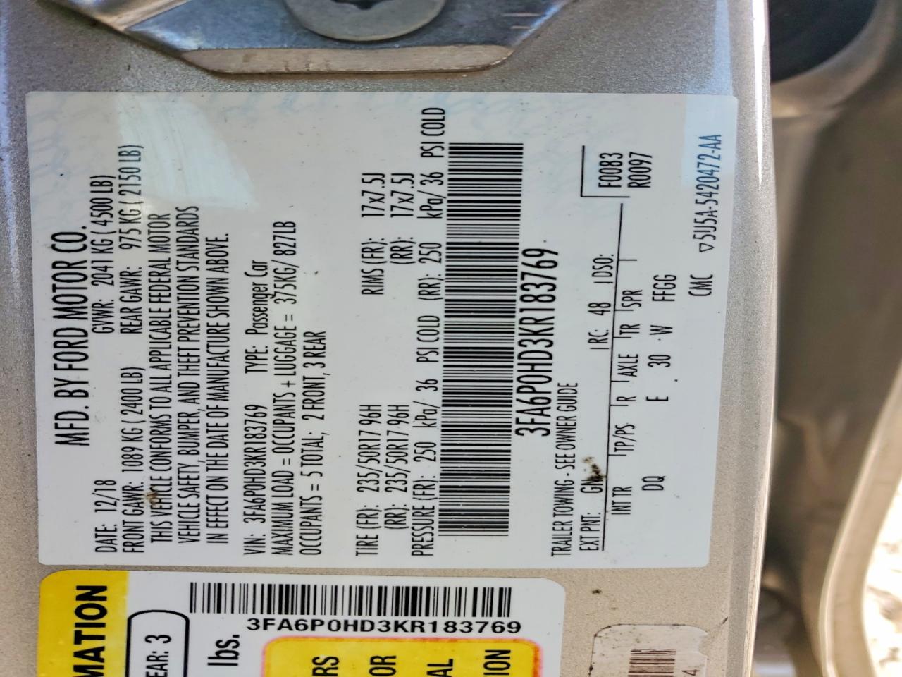 2019 Ford Fusion se