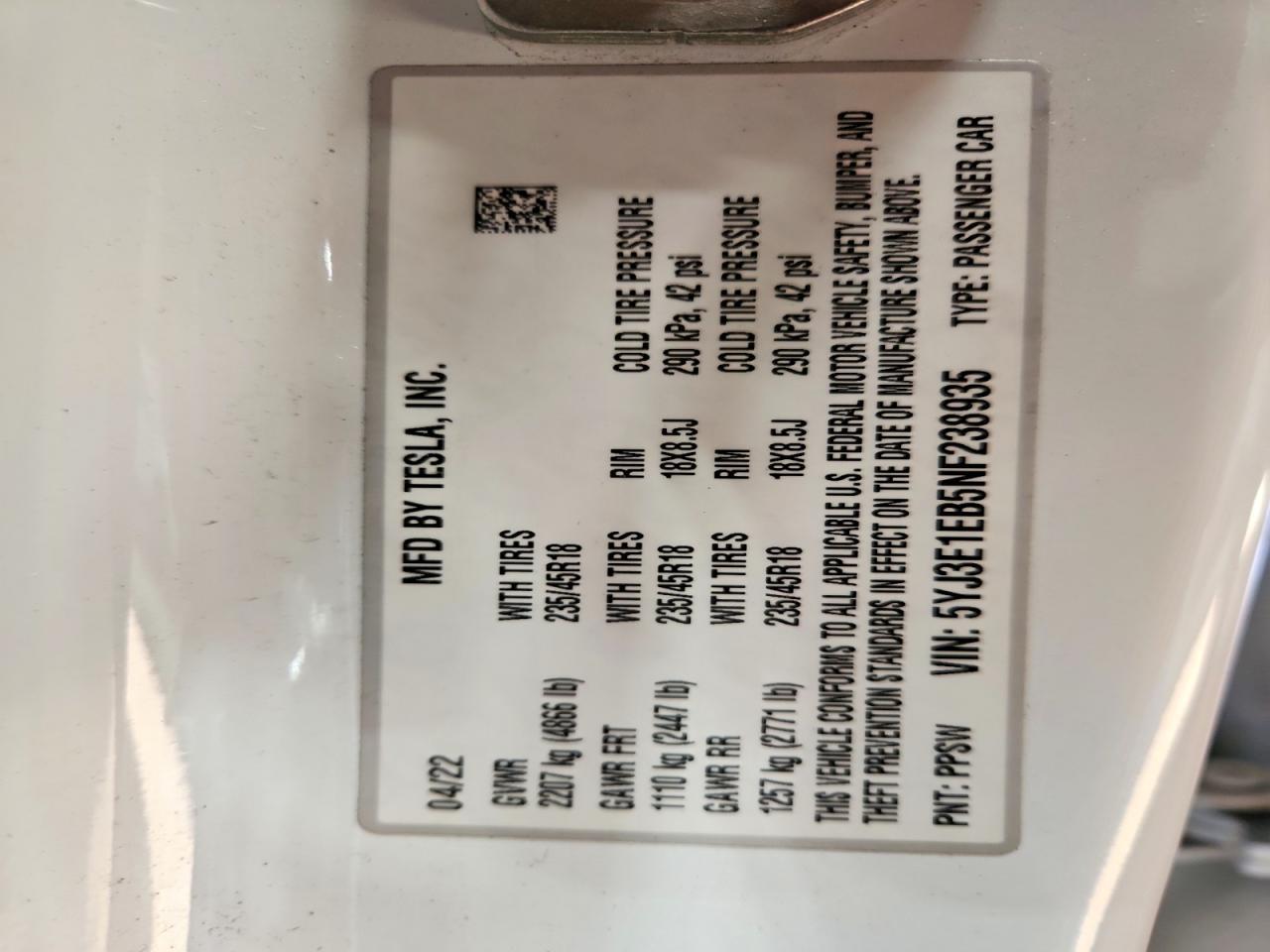 2022 Tesla Model 3
