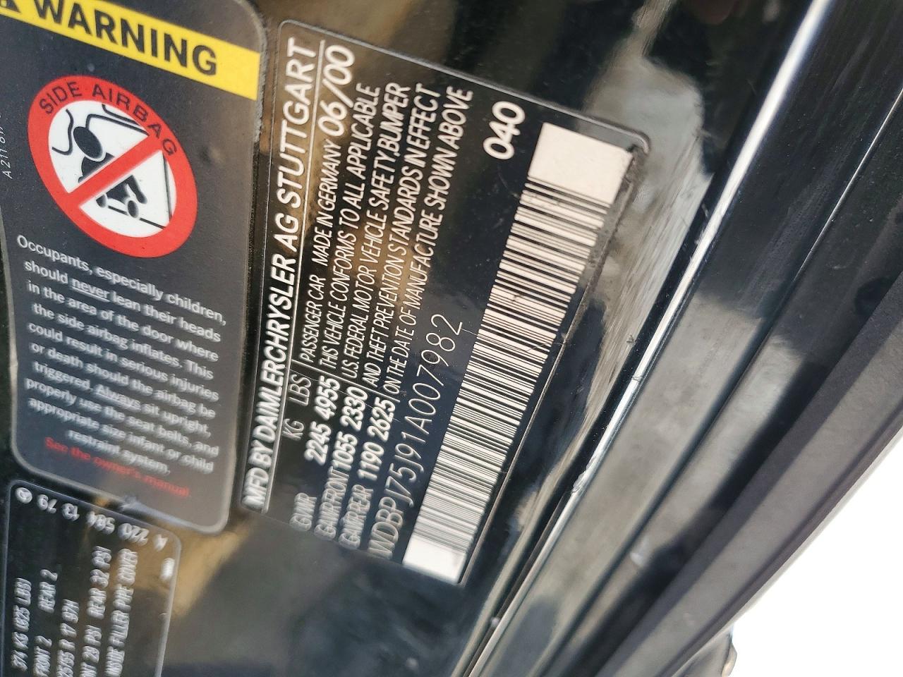 2001 Mercedes-Benz Cl 500