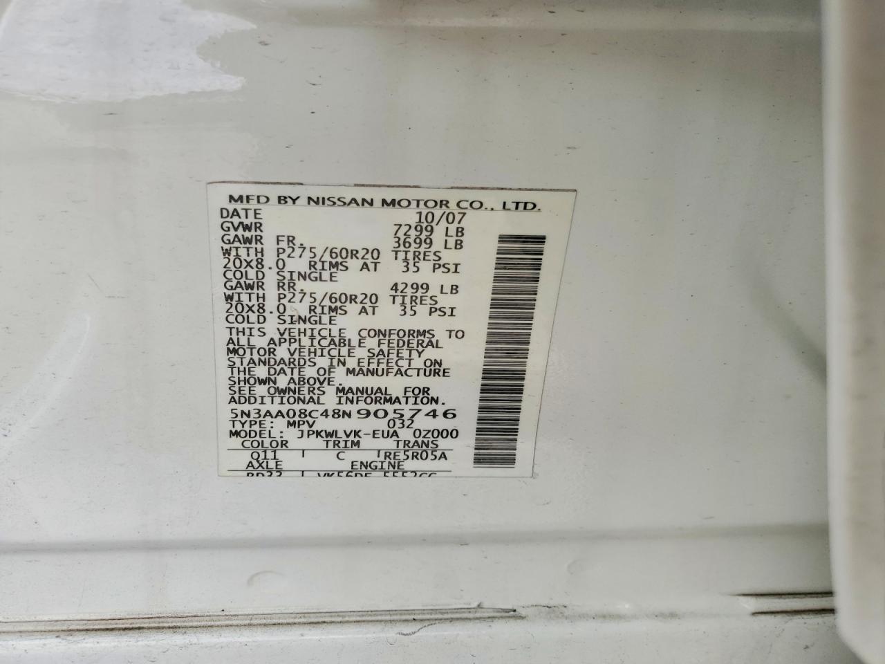 2008 Infinity Qx56 Base