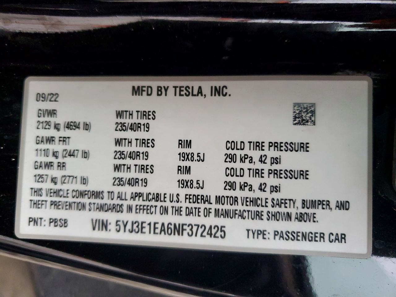 2022 Tesla Model 3