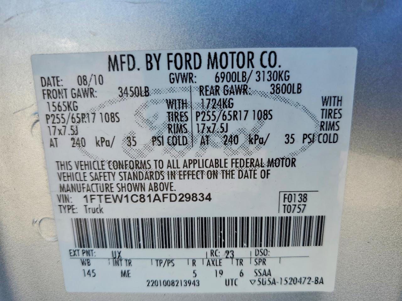 2010 Ford F150 Supercrew