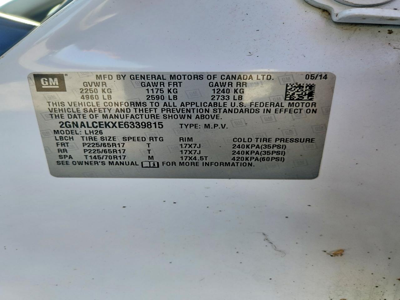 2014 Chevrolet Equinox lt