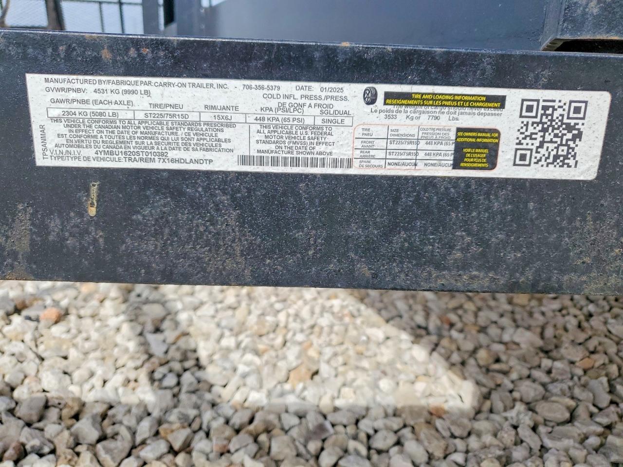 2025 Carry-On 7X16HDLANDTP Utility Trailer