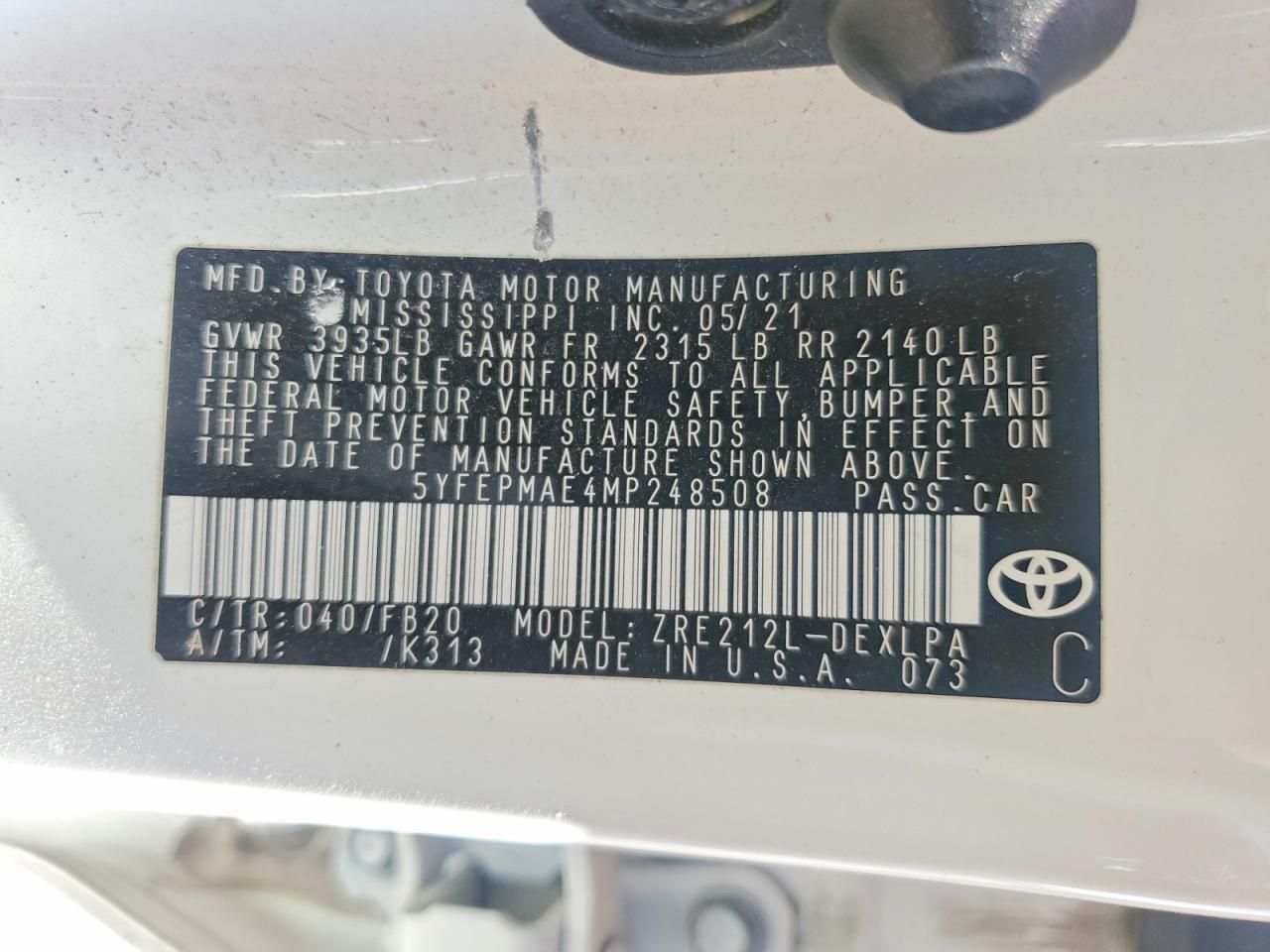 2021 Toyota Corolla le