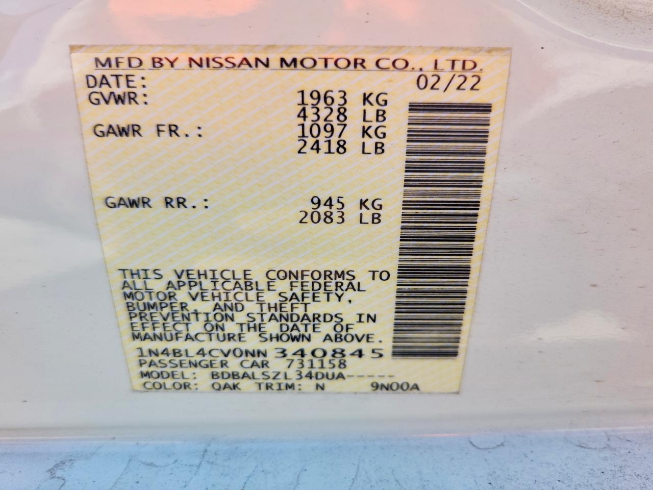 2022 Nissan Altima 2.5 sr
