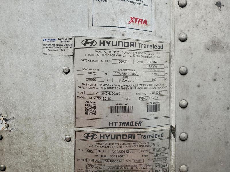 2022 Hyundai Trailers 2022 Hyundai Translead VC2530152-JS  DRY Van Trail