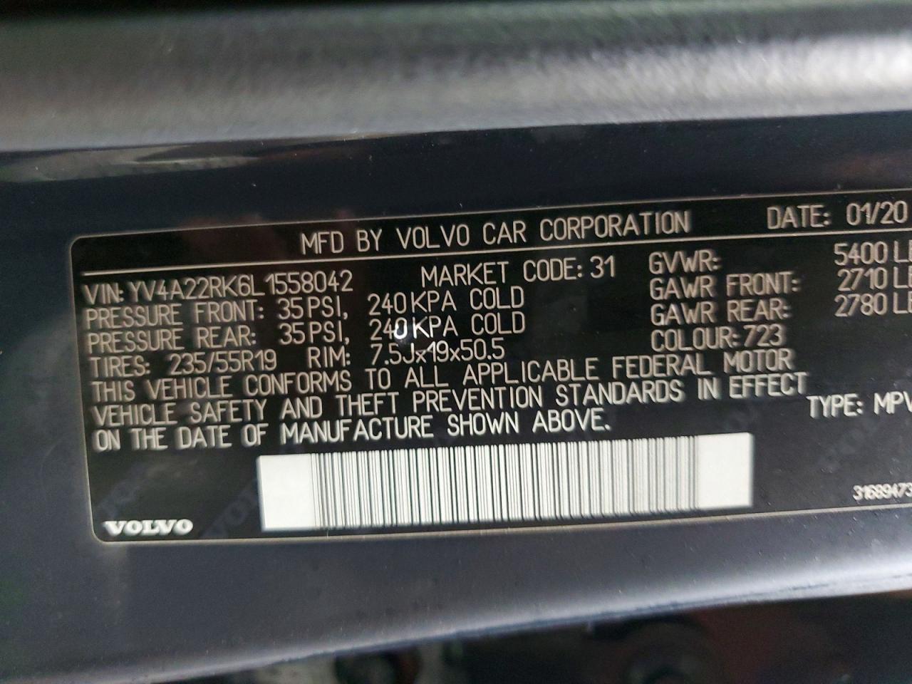 2020 Volvo Xc60 T6 Momentum