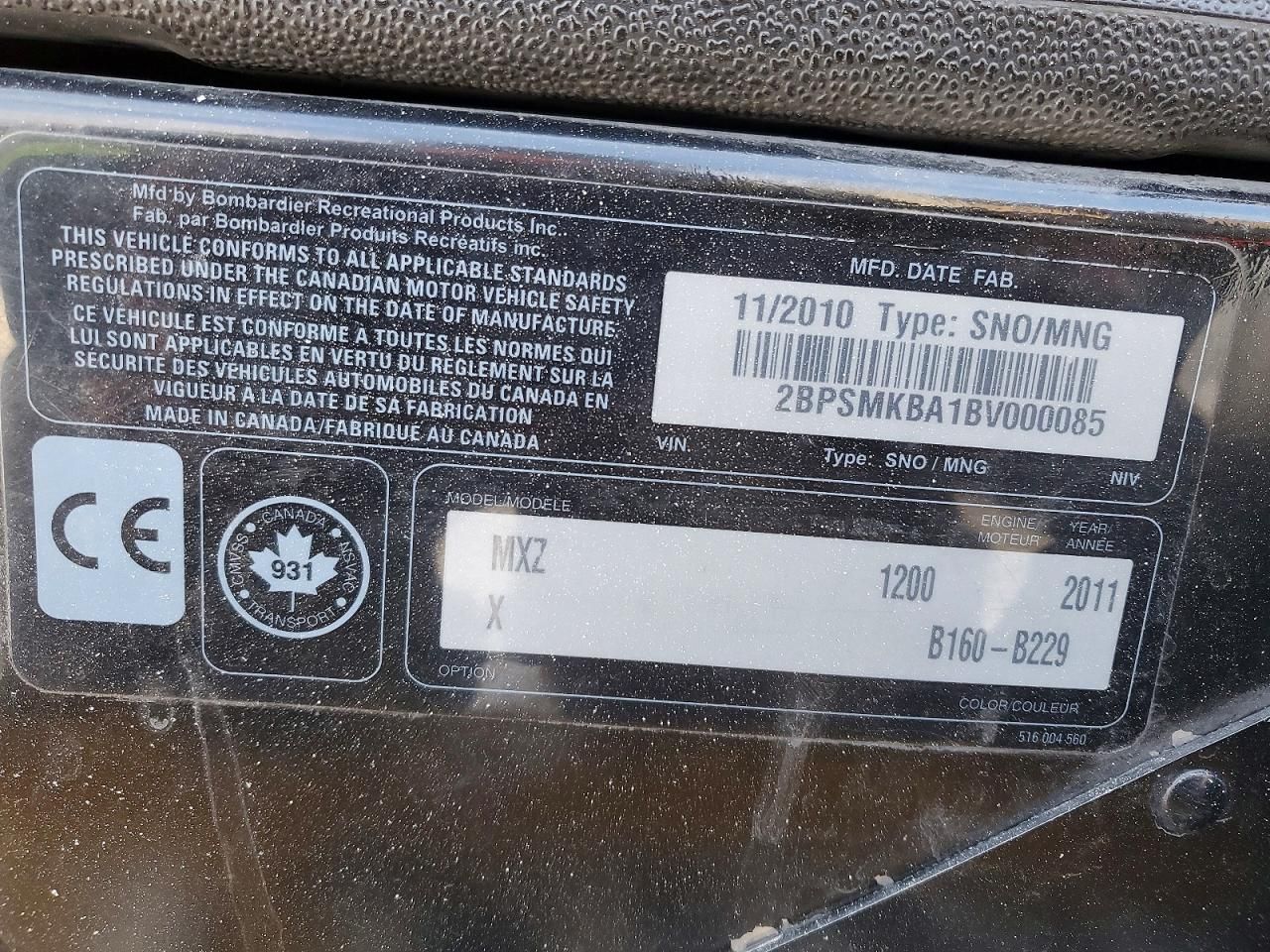 2011 Skidoo 2011 Skidoo MXZ