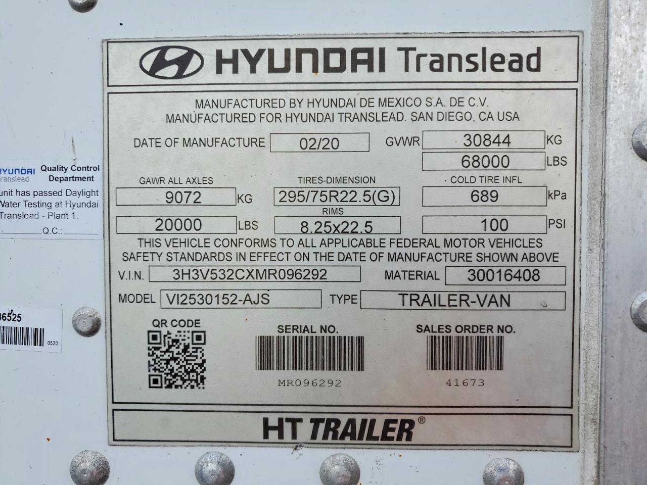 2021 Hyun Unknown-DRY Van Trailer