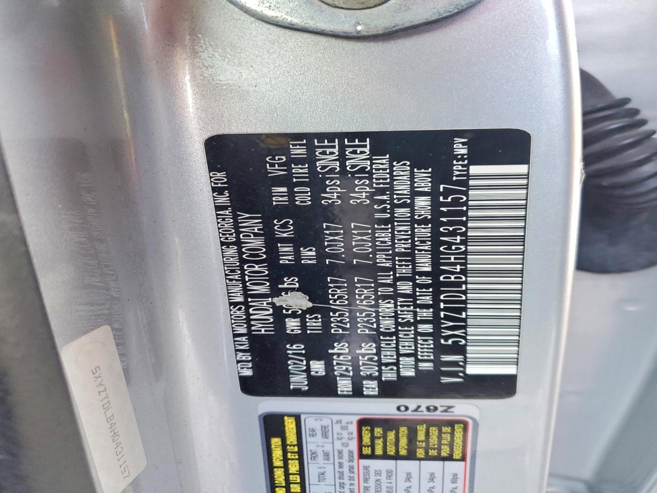 2017 Hyundai Santa fe Sport 2.4l