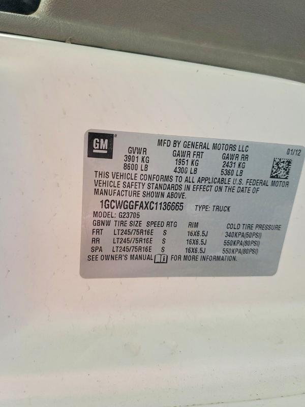 2012 Chevrolet Express 2500 Cargo Delivery Van