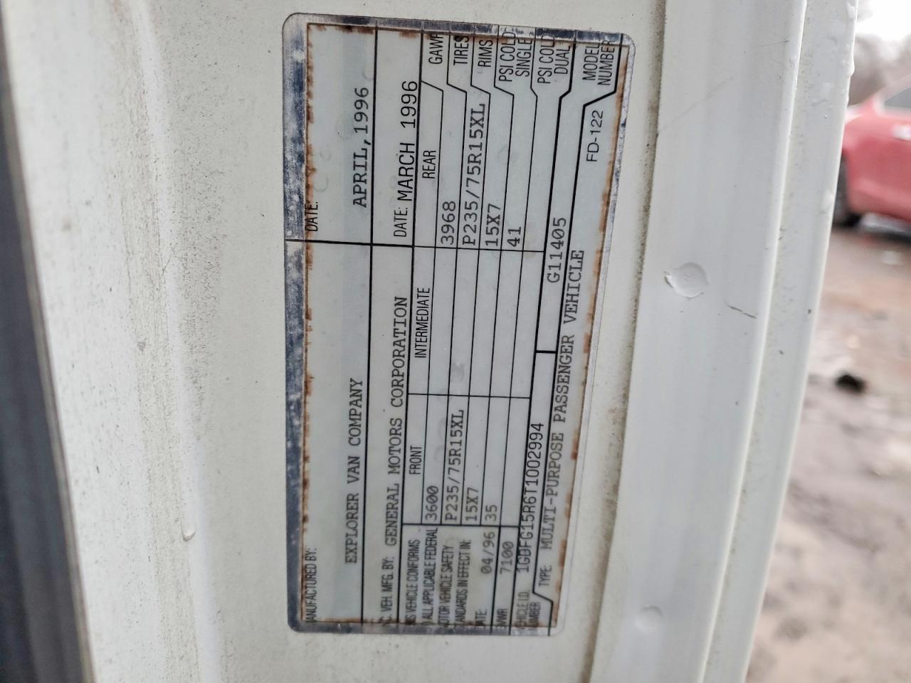 1996 GMC Savana RV G1500