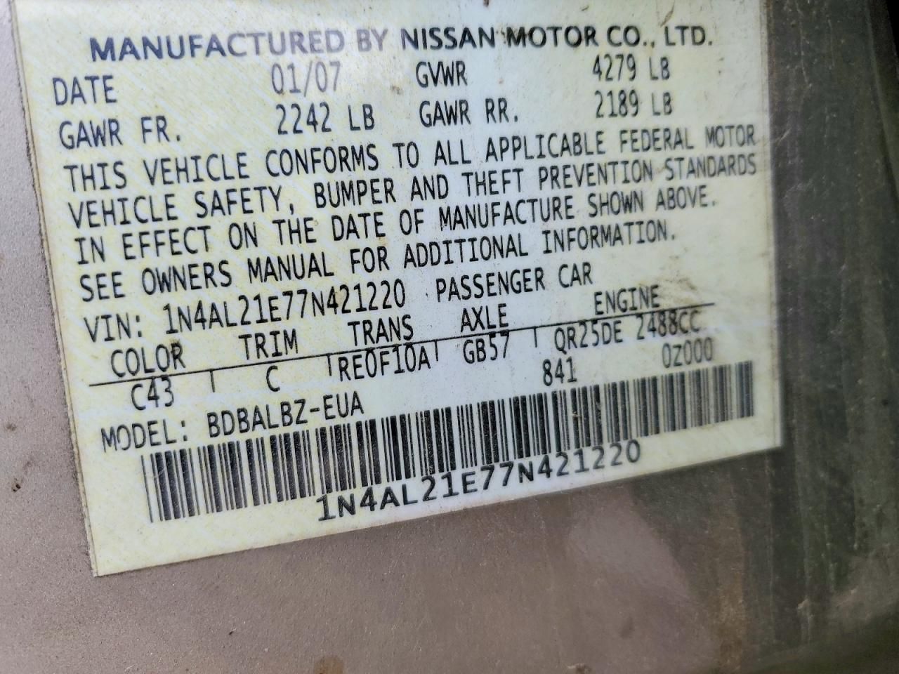 2007 Nissan Altima 2.5