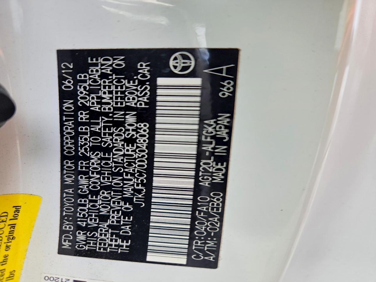 2013 Scion Tc Base