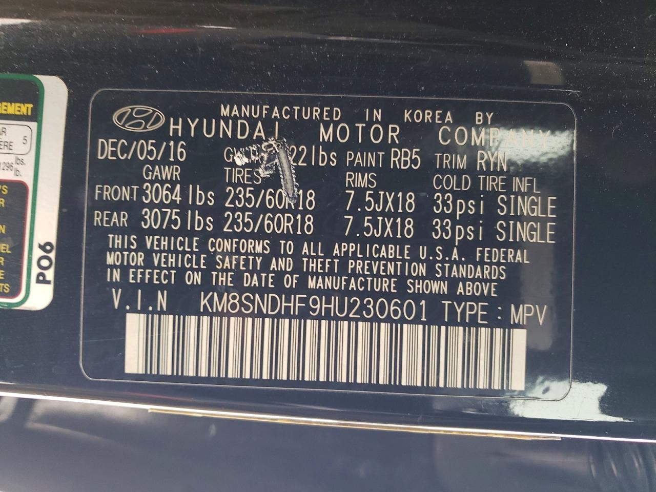 2017 Hyundai Santa fe se