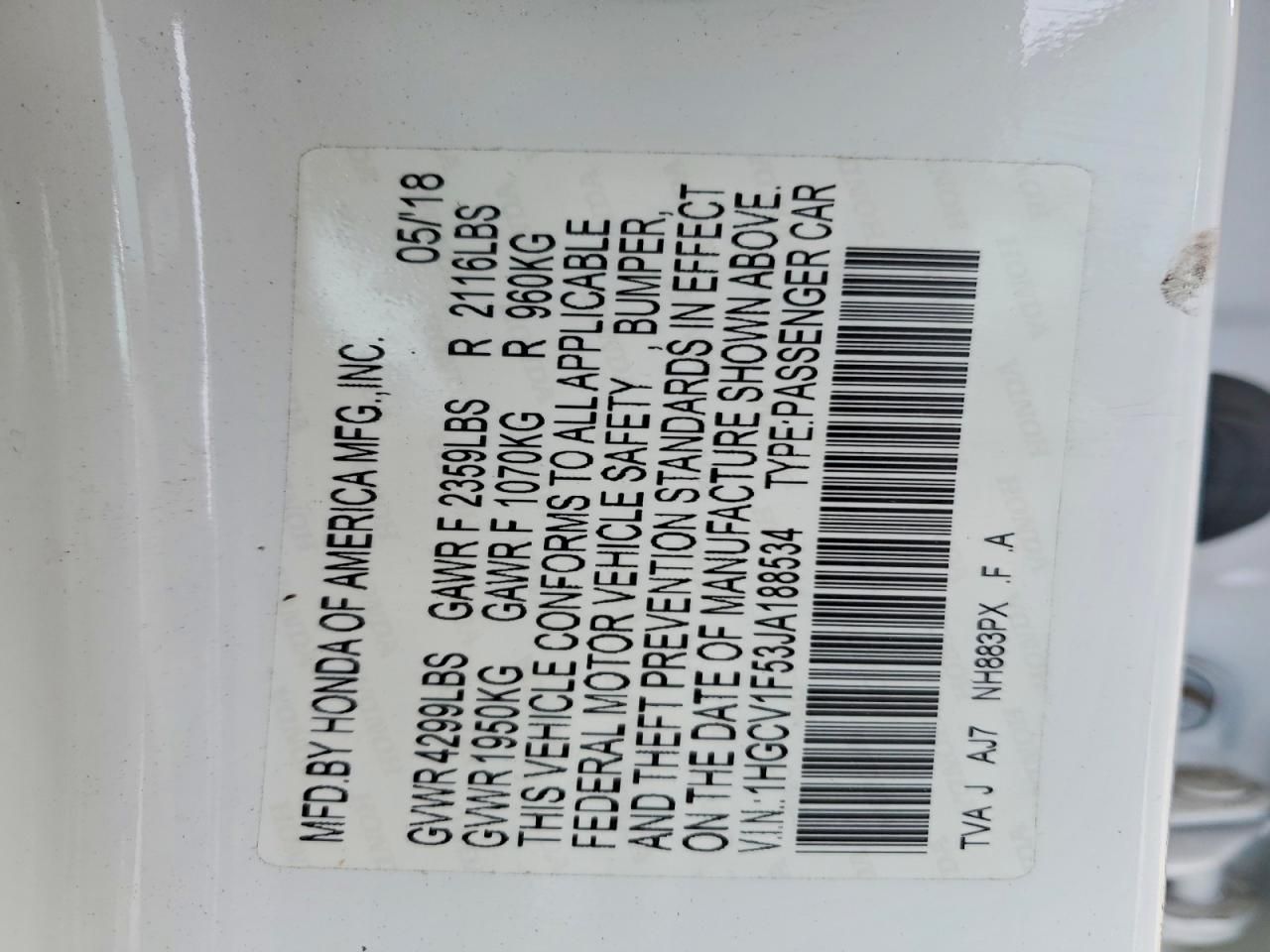 2018 Honda Accord exl