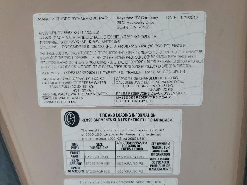 2014 Keystone Cougar 313RL