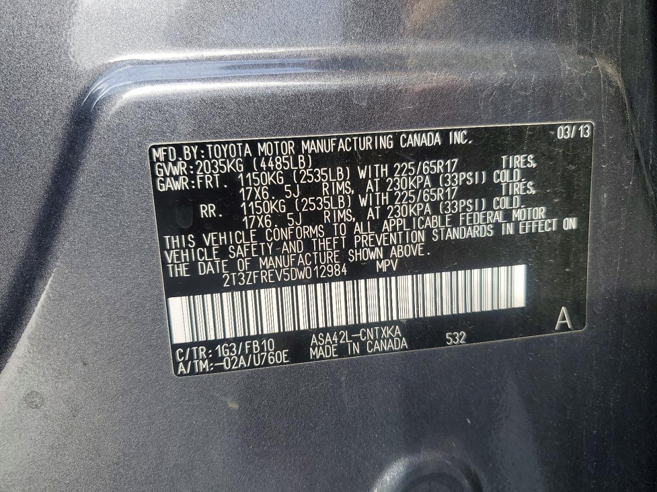 2013 Toyota Rav4 le