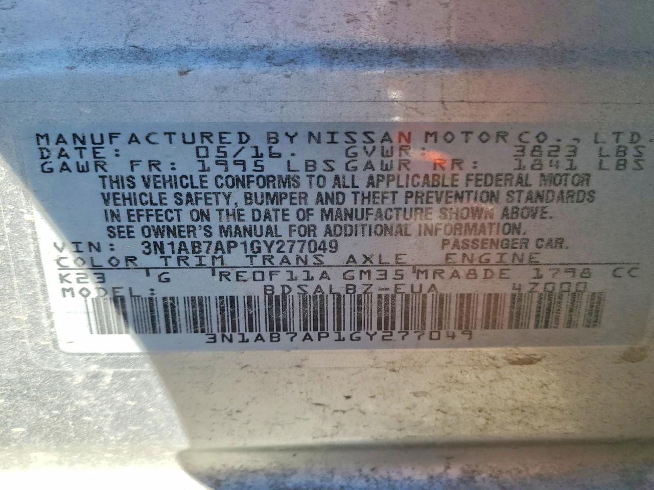 2016 Nissan Sentra s