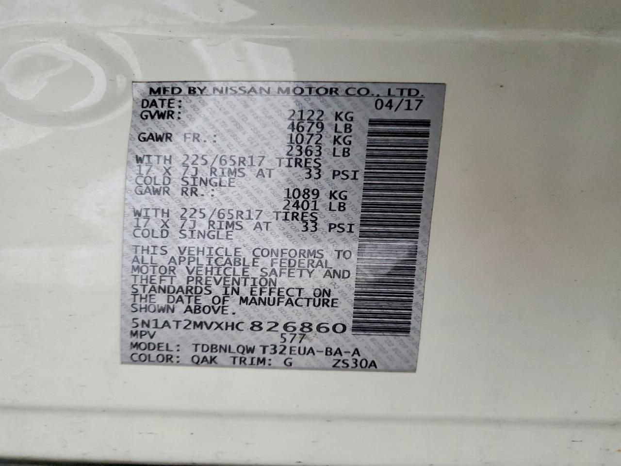 2017 Nissan Rogue sv