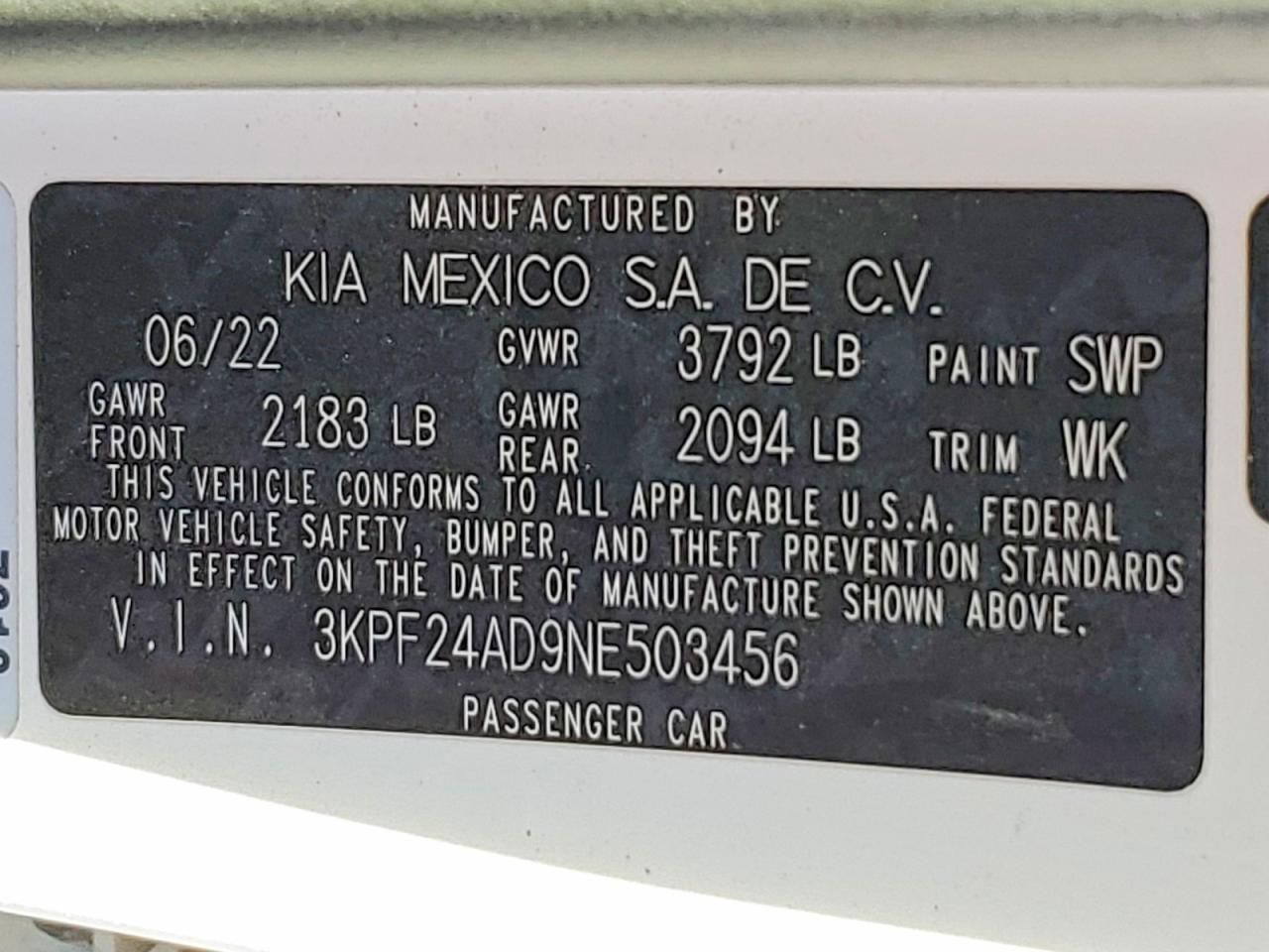 2022 KIA Forte fe