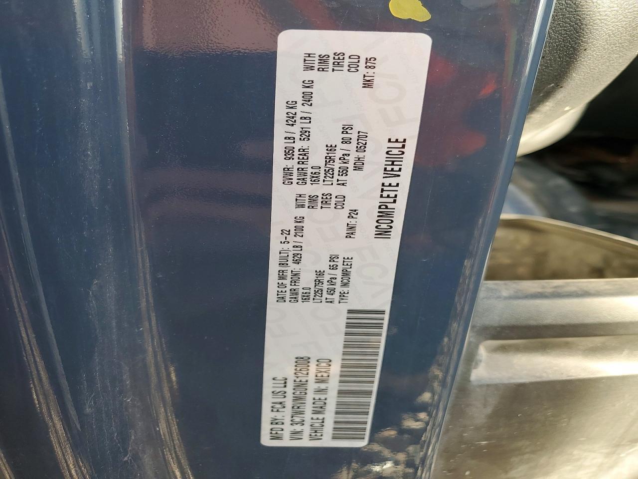 2022 Dodge RAM Promaster 3500 Delivery Truck