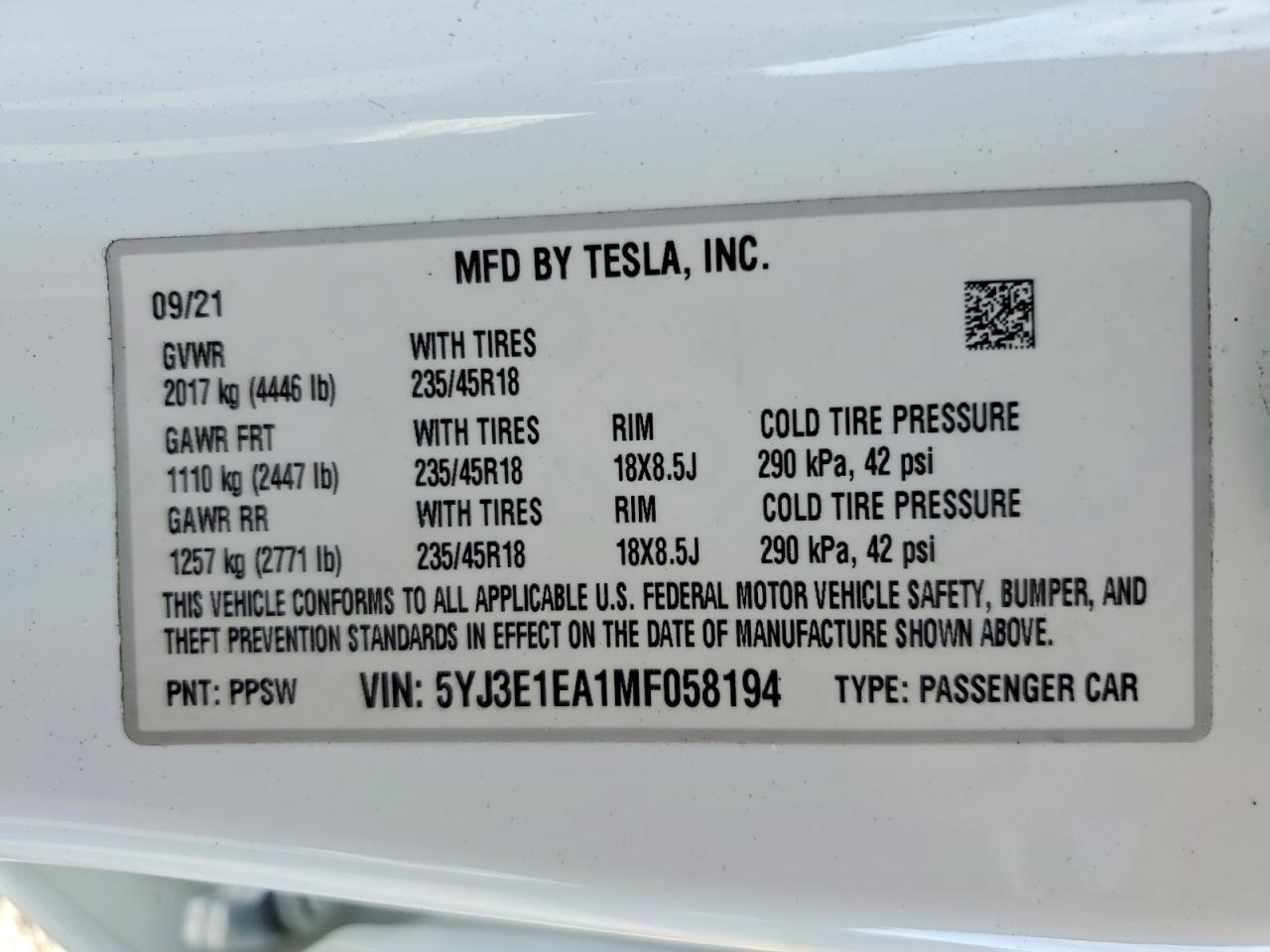 2021 Tesla Model 3