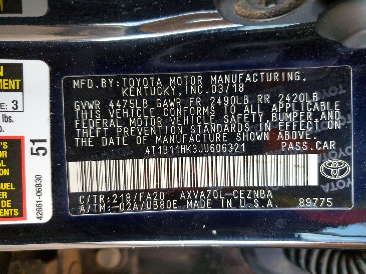 2018 Toyota Camry l