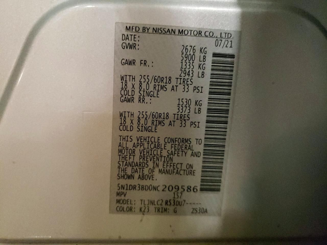 2022 Nissan Pathfinder sv