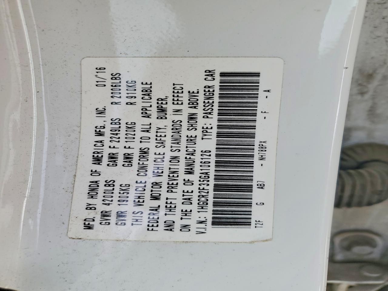 2016 Honda Accord lx