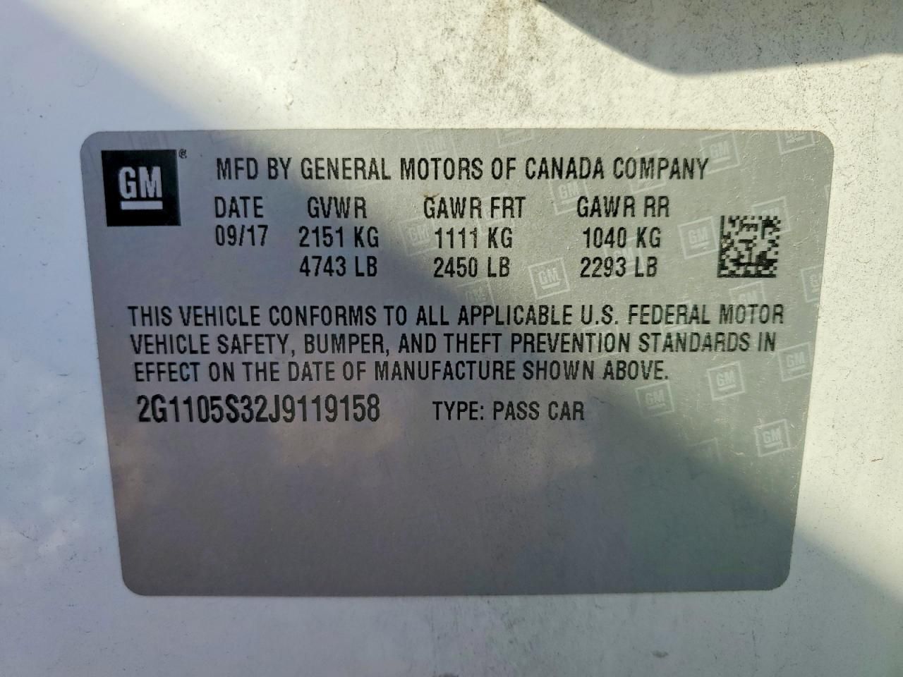 2018 Chevrolet Impala lt