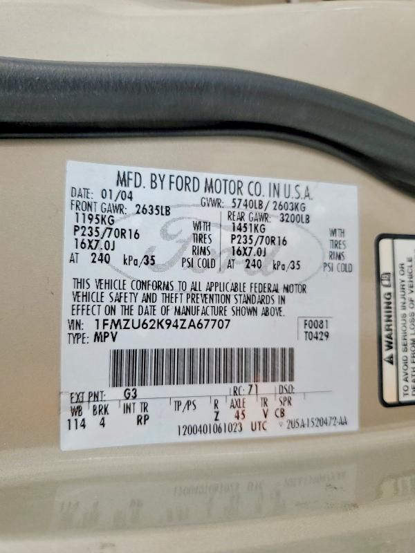 2004 Ford Explorer xls