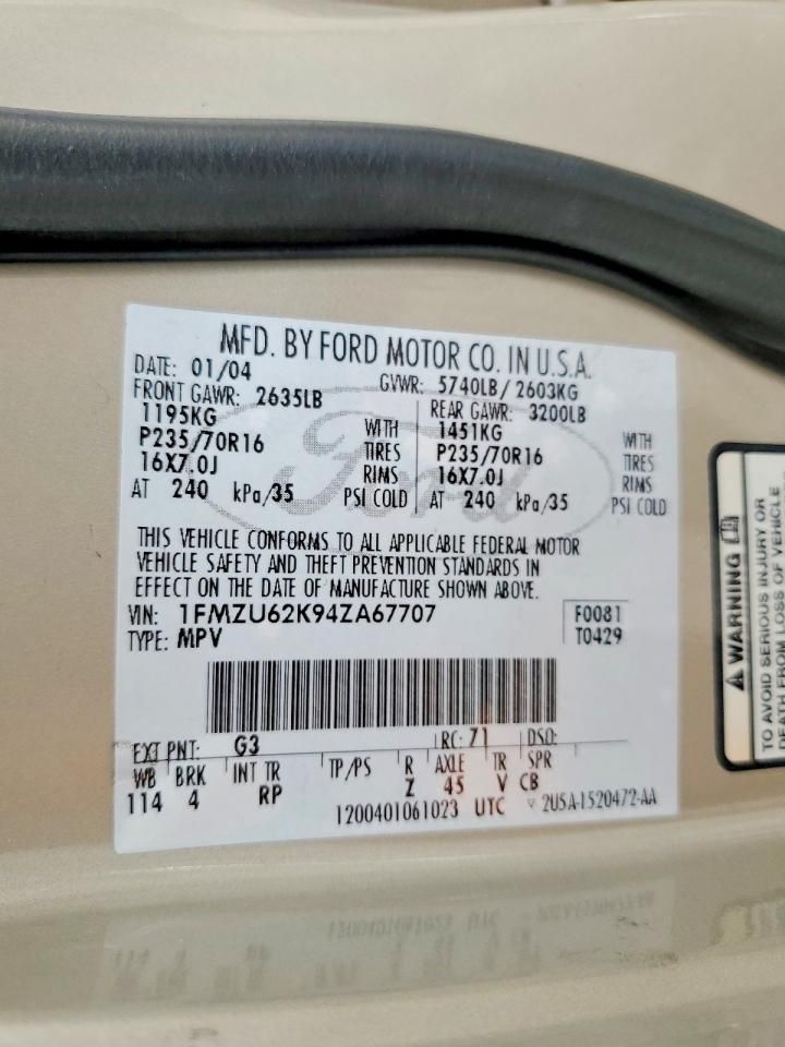 2004 Ford Explorer xls