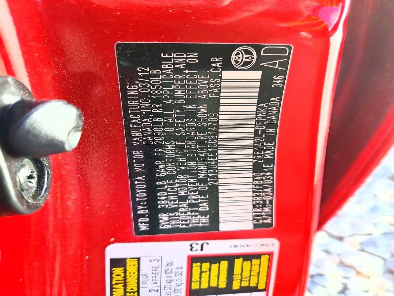 2012 Toyota Corolla Base