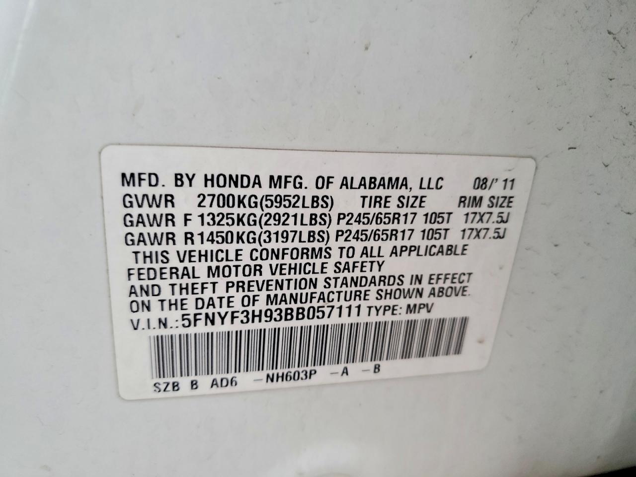 2011 Honda Pilot Touring