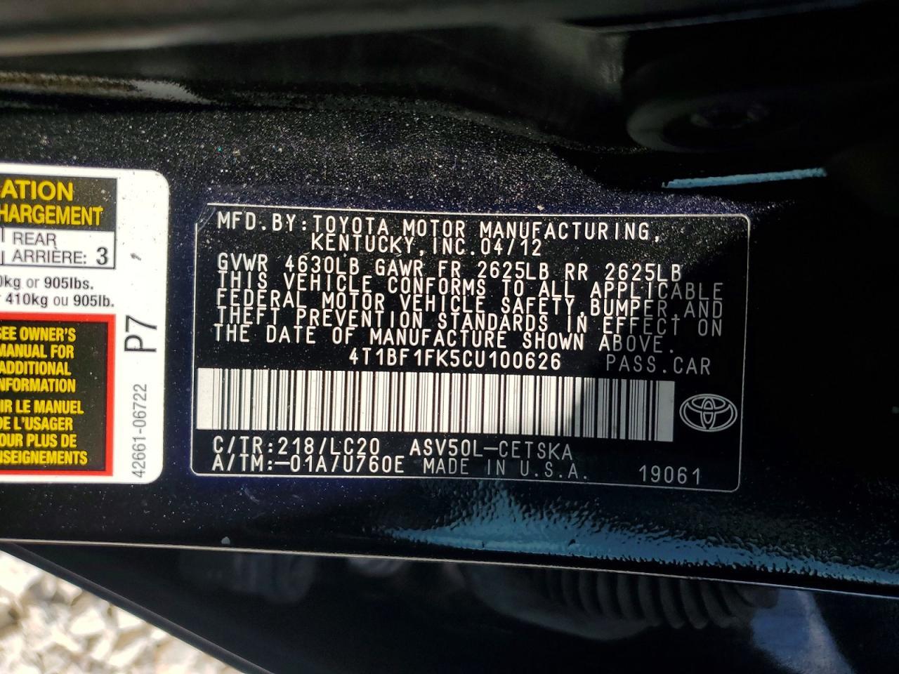2012 Toyota Camry Base