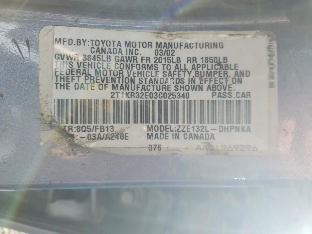 2003 Toyota Corolla Matrix xr