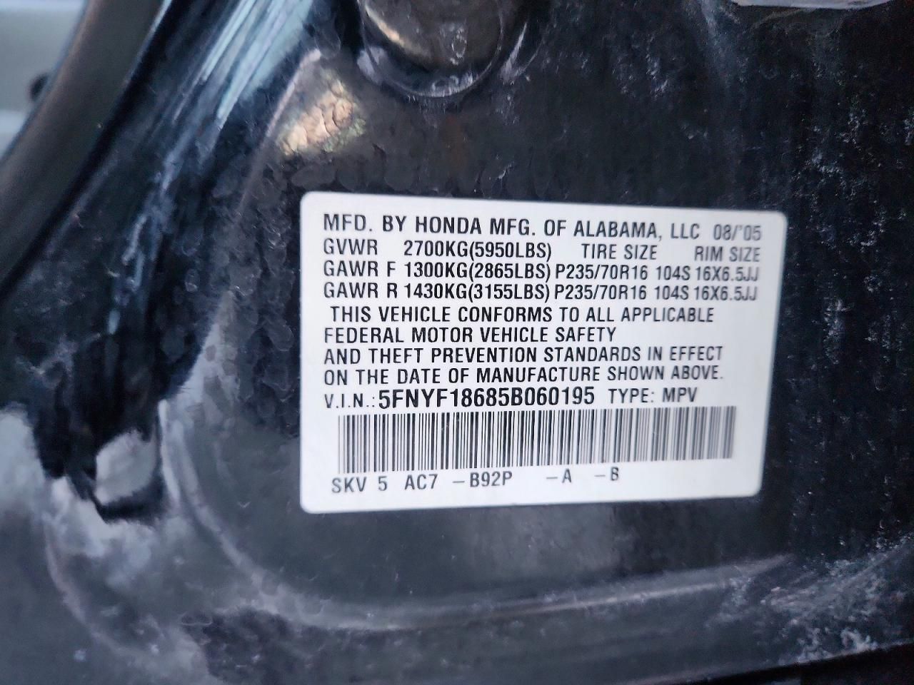 2005 Honda Pilot exl