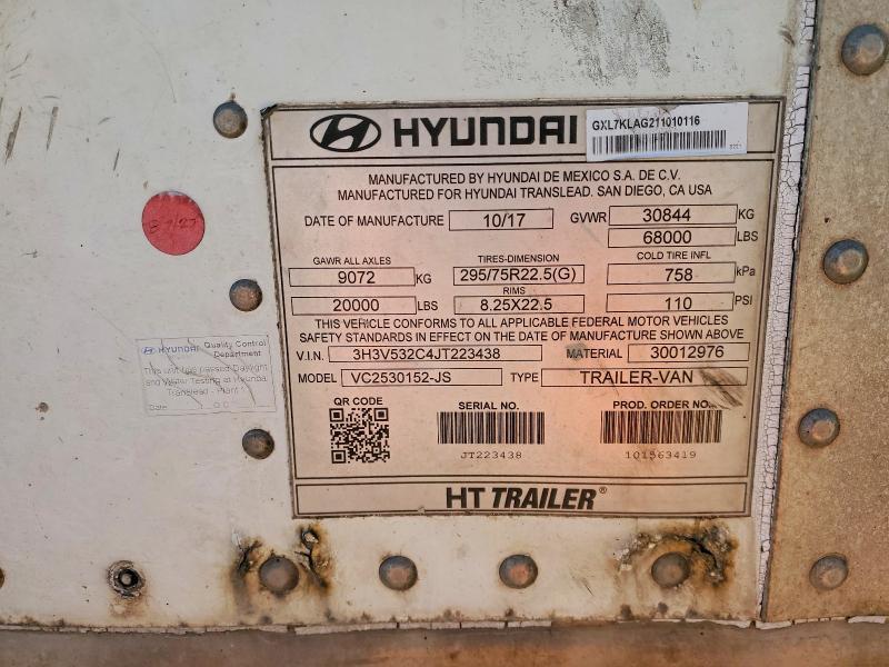 2018 Hyundai Translead VC2530152-JS DRY Van Trailer