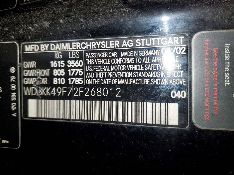 2002 Mercedes-Benz Slk 230 Kompressor