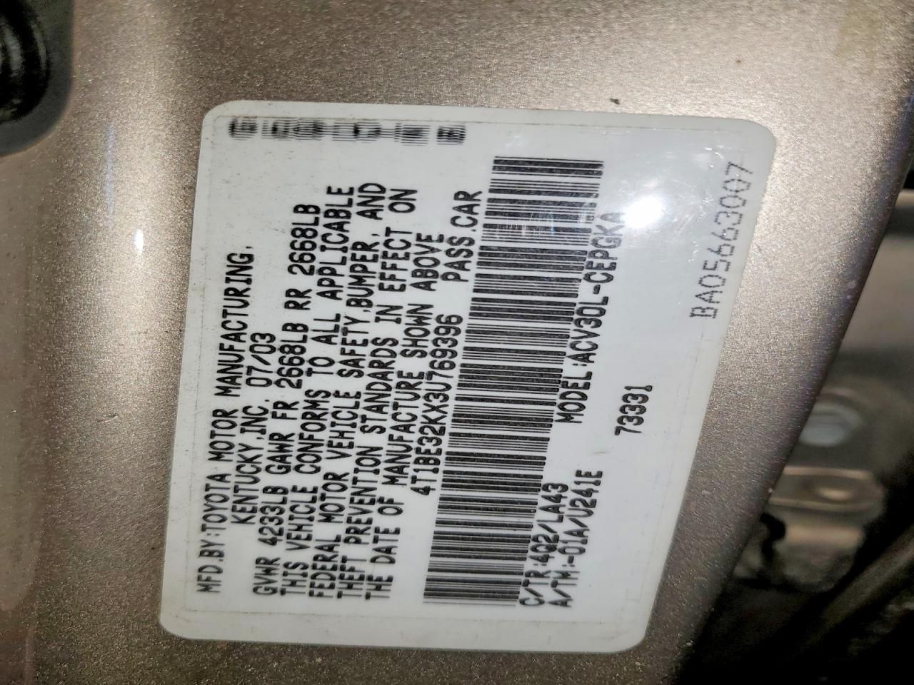 2003 Toyota Camry le