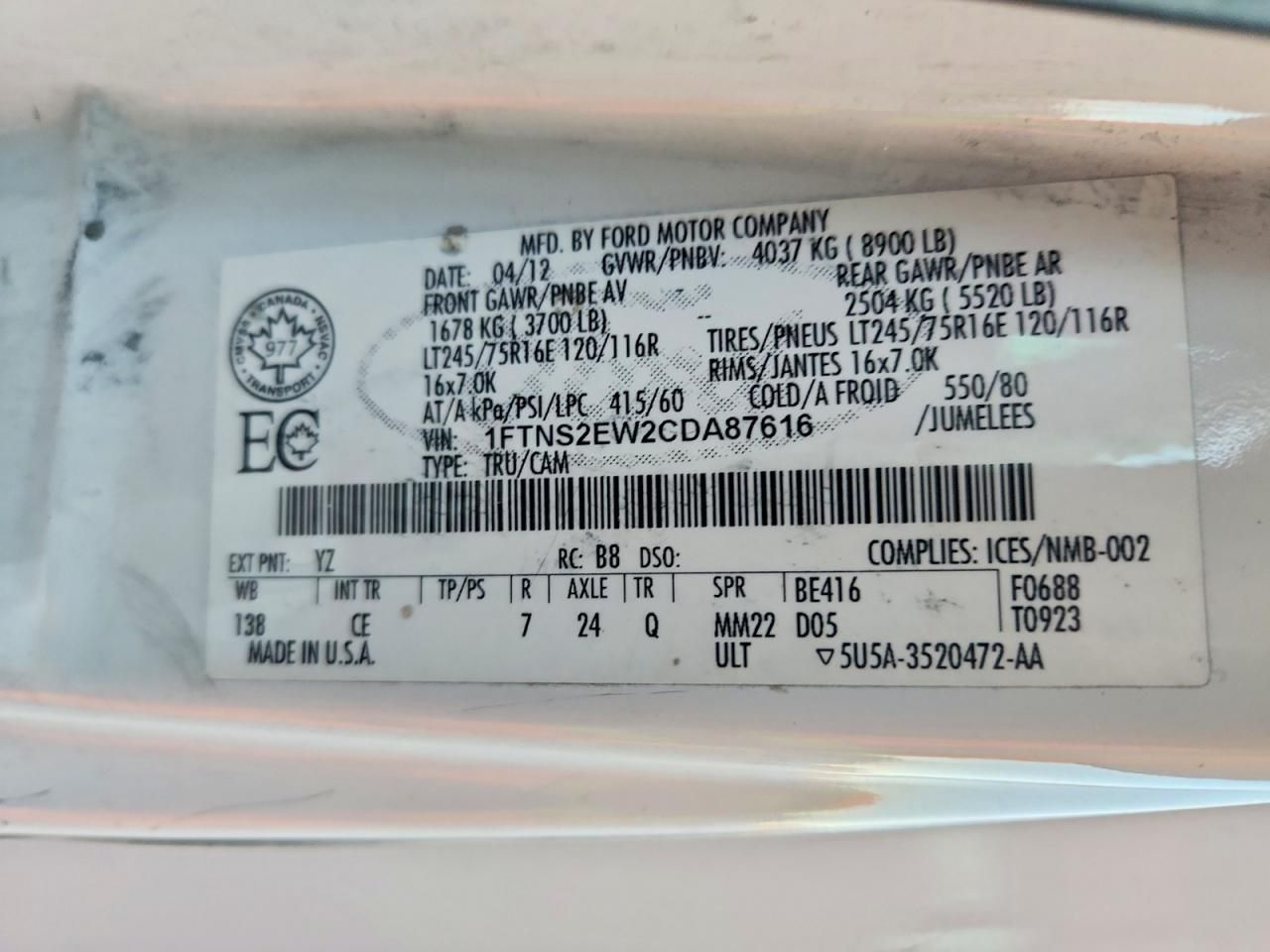 2012 Ford Econoline E250 Van