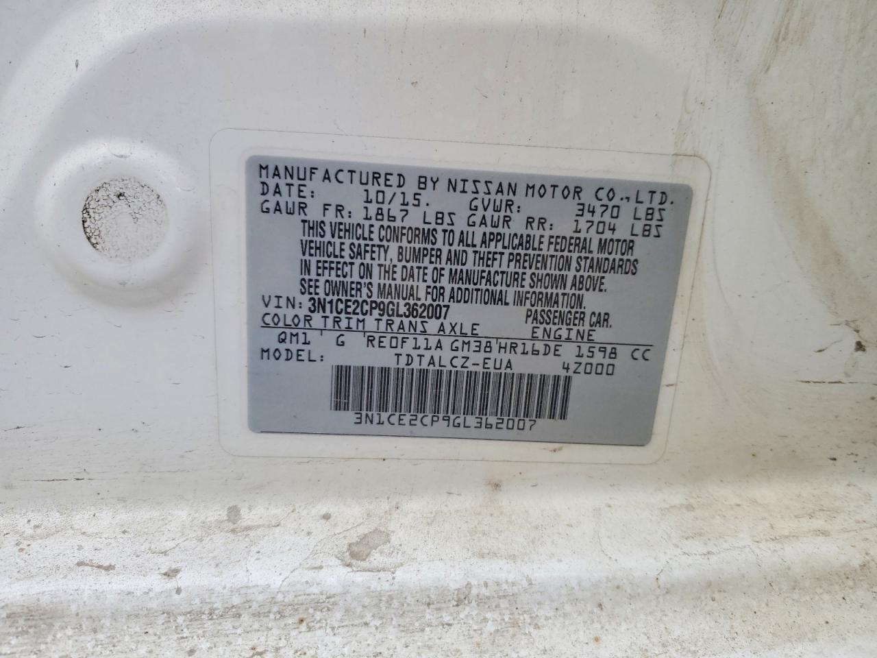 2016 Nissan Versa Note s