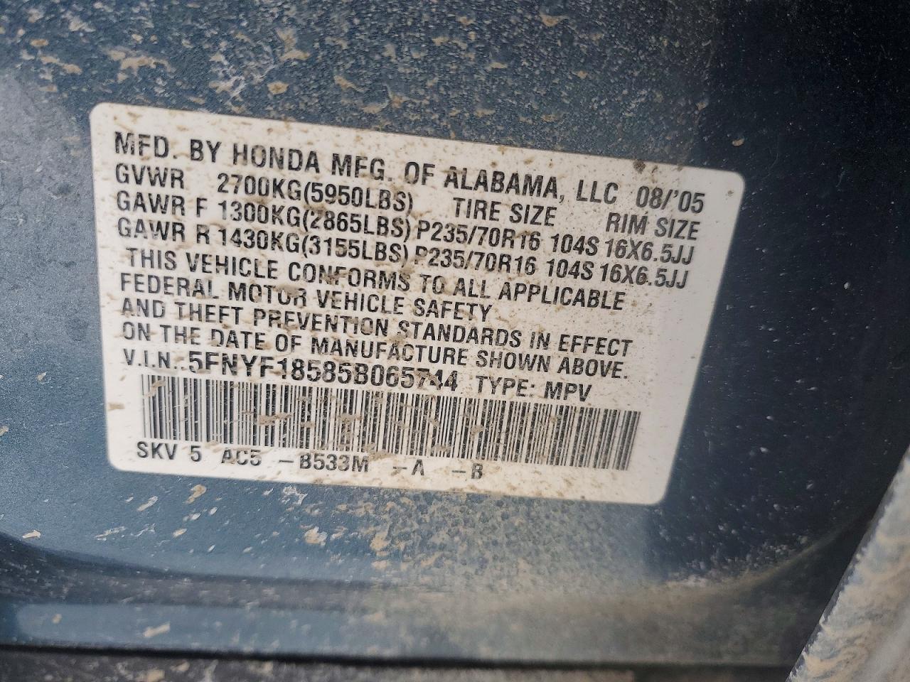 2005 Honda Pilot exl