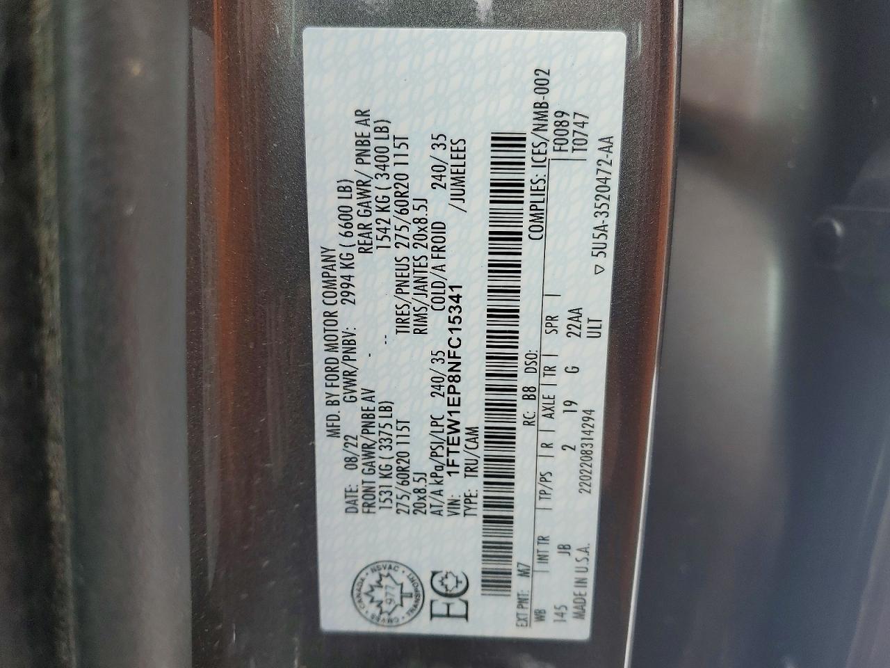 2022 Ford F150 Supercrew