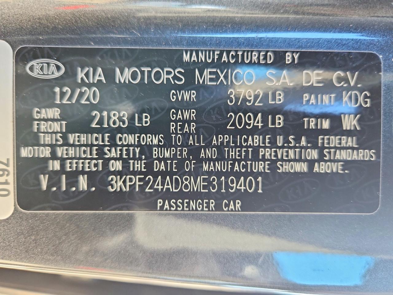 2021 KIA Forte fe